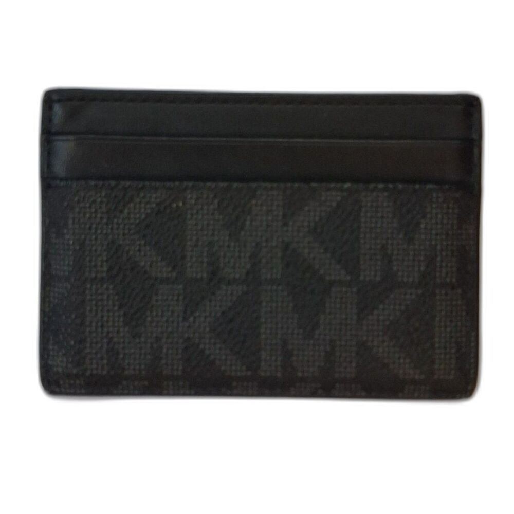 Michael Kors Cooper Black Signature Slim Card Case Wallet Mens Minimalist